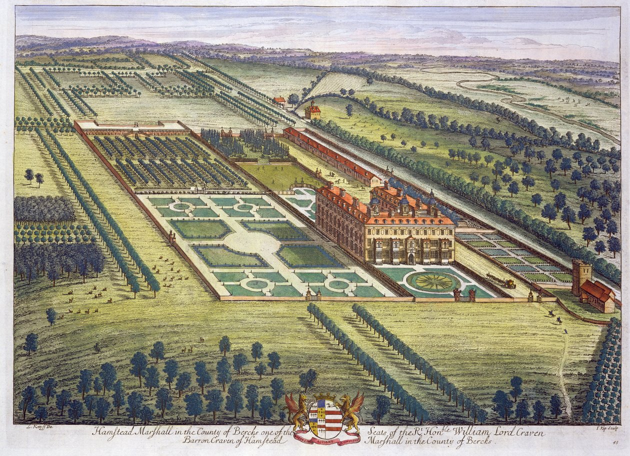 Hamstead Marshall i grevskapet Berkshire, graverad av Johannes Kip (ca 1652-1722). av Leonard Knyff