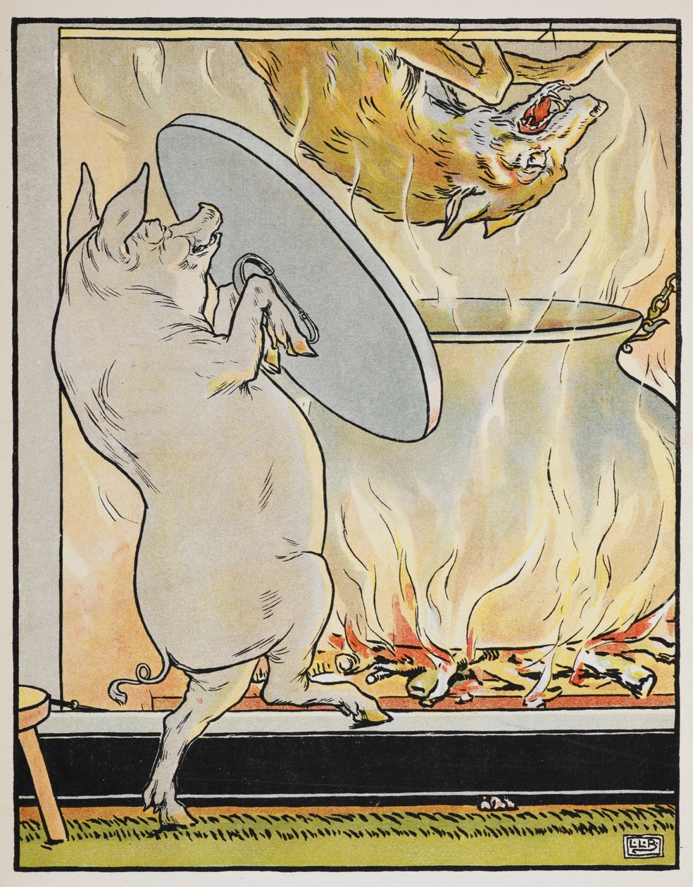 Illustration till sagan "De tre små grisarna" av Leonard Leslie Brooke