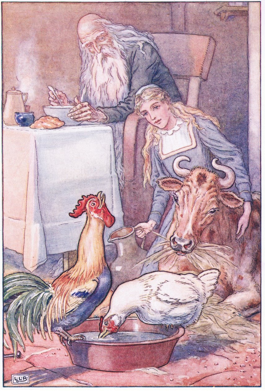 Vackra kycklingar och fläckig ko, vad blir vårt svar nu, 1920-talet av Leonard Leslie Brooke