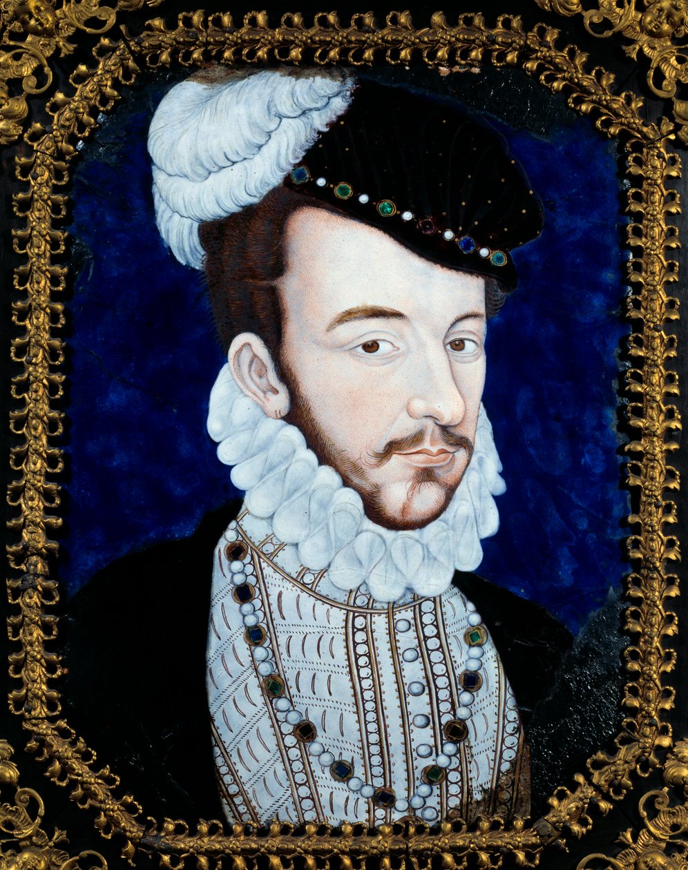 Porträtt av Karl IX, kung av Frankrike (1550-1574). Målning av Leonard Limosin (1505-1577) av Leonard Limosin