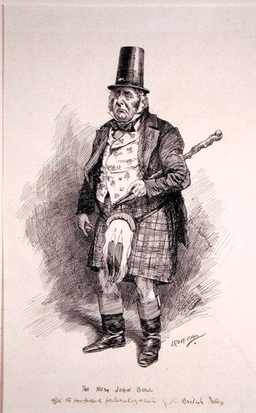 The New John Bull, illustration från Punch, publicerad 26 oktober 1910 (penna och bläck på papper) av Leonard Raven Hill