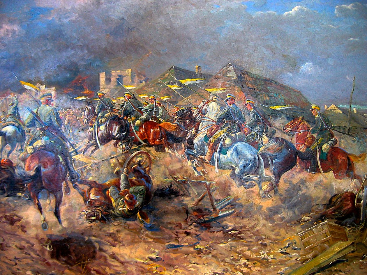 Attack av polska uhlaner på bolsjeviker nära Sloutsk, 1919