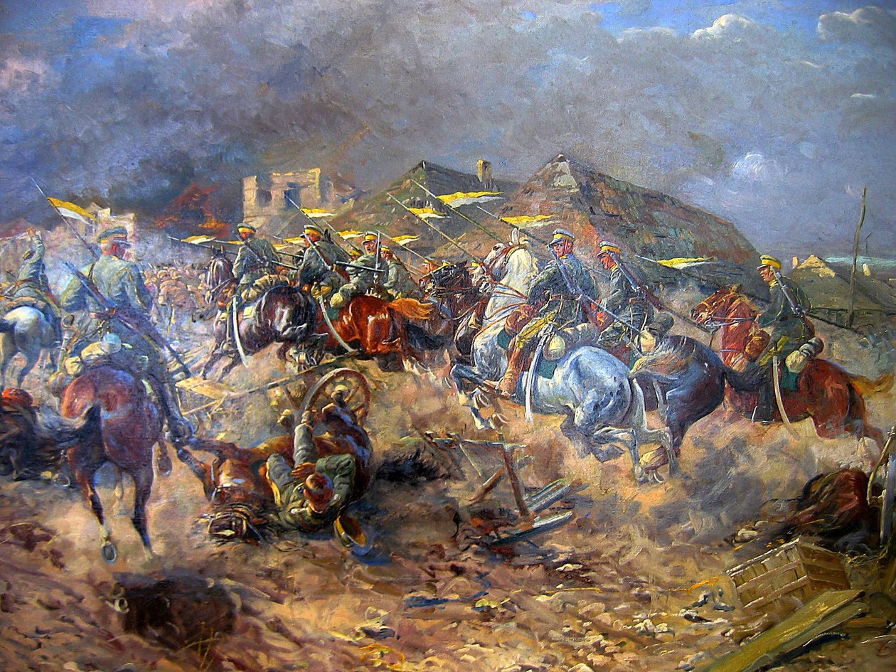 Attack av polska uhlaner på bolsjeviker nära Sloutsk 1919, 1920 av Leonard Winterowski