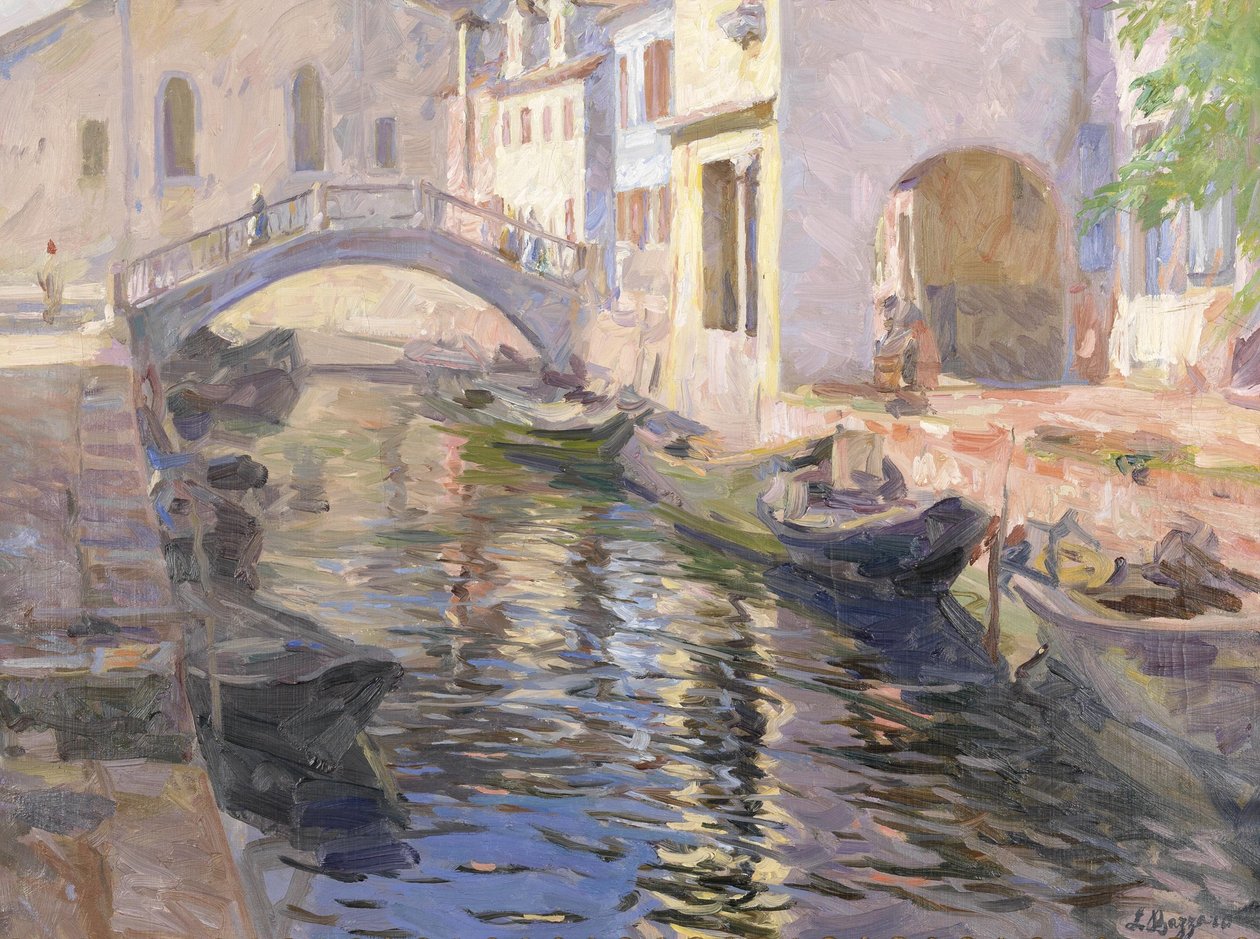 Kanal in Venedig av Leonardo Bazzaro