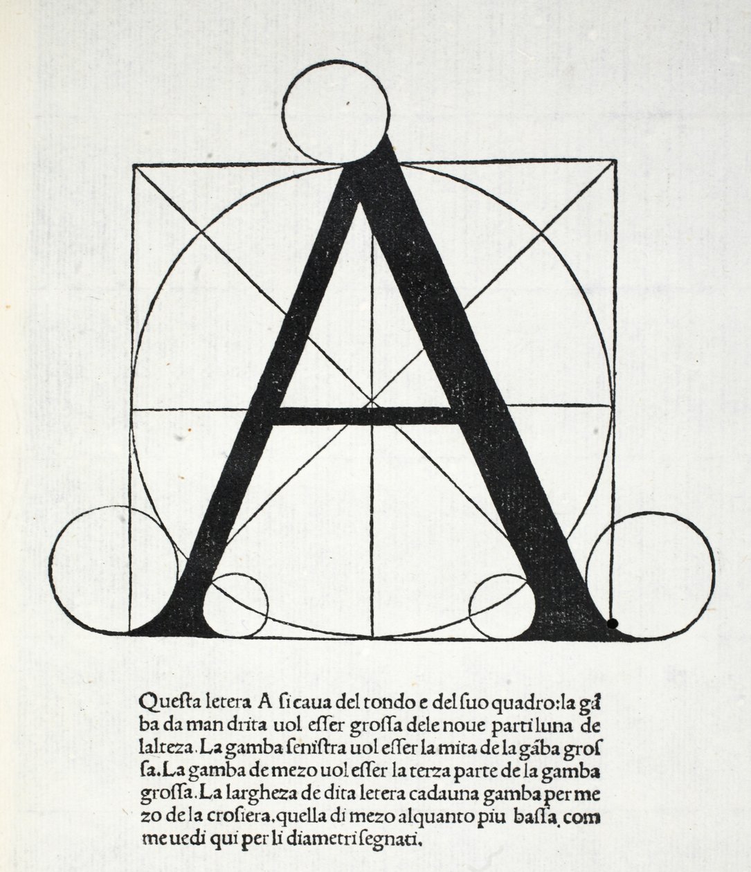 A, illustration från "Divina Proportione" av Luca Pacioli (c.1445-1517), ursprungligen pub. Venedig, 1509 av Leonardo da Vinci