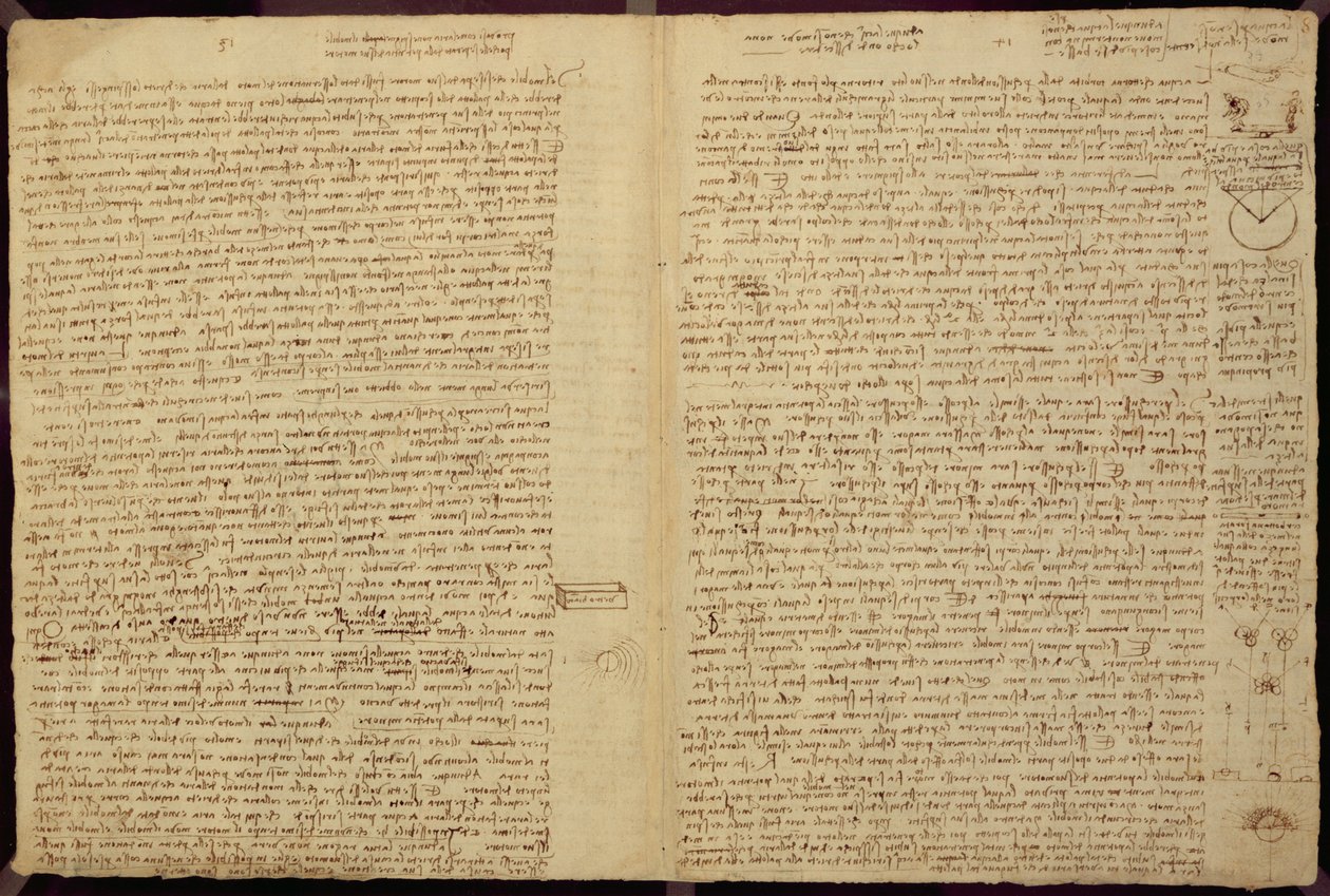 En sida från Codex Leicester, 1508-12 (sepia bläck på linnepapper) av Leonardo da Vinci