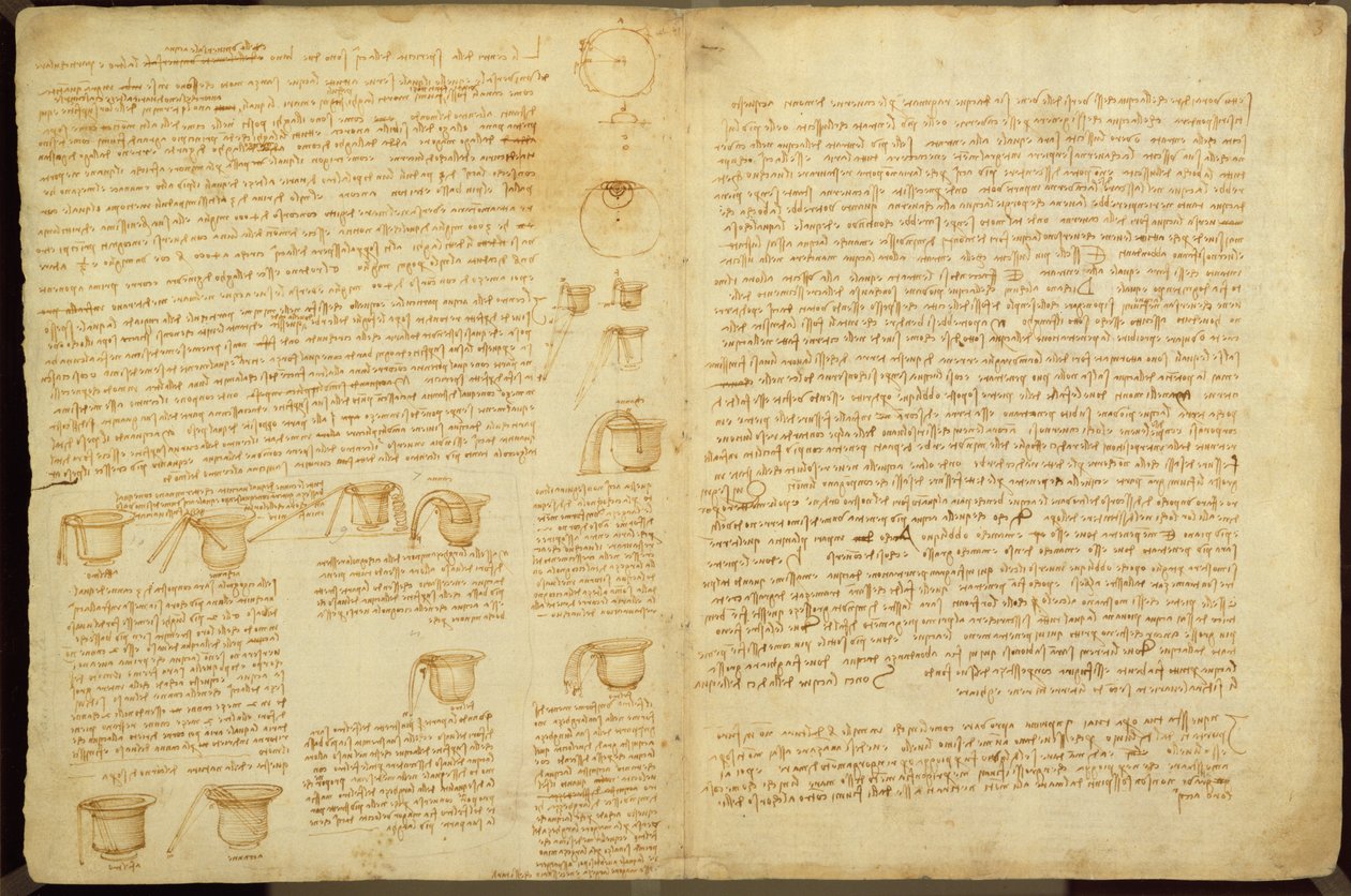 En sida från Codex Leicester, 1508-12 (sepia bläck på linnepapper) av Leonardo da Vinci