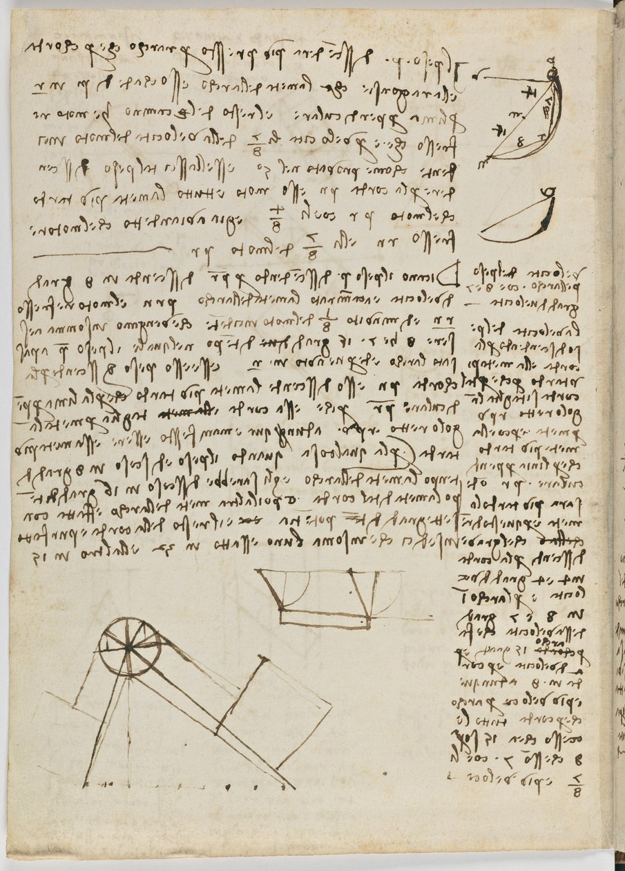 Fåglars flygkod, c. 1505-06, pappersmanuskript, cc. 18, blad 1 vers av Leonardo da Vinci