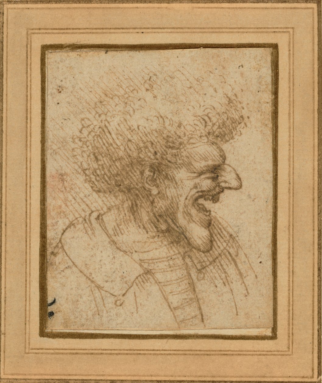 Karikatyr av en man med buskigt hår, c.1495 av Leonardo da Vinci