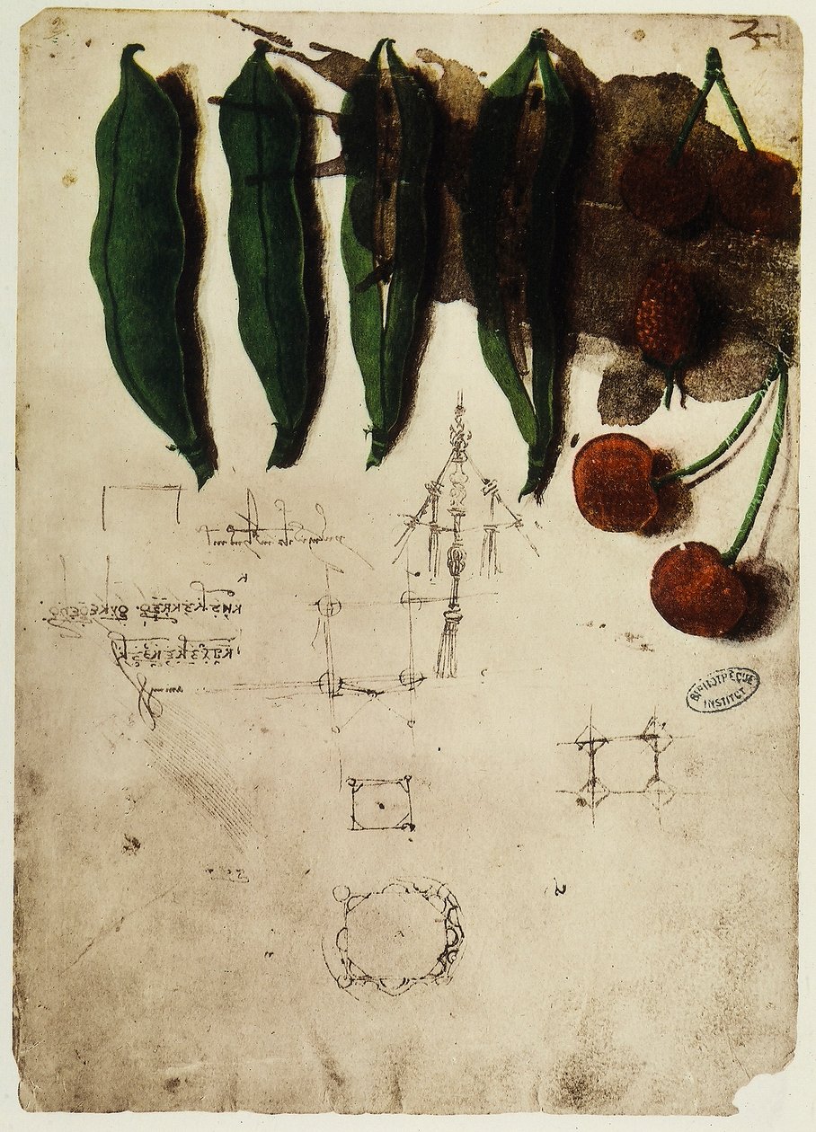 Sieli ma pi: ata na tusia e Leonardo da Vinci, o se vaega o le Codex B (2173), c.2r, o loo i le Institut de France, i Parisswed av Leonardo da Vinci
