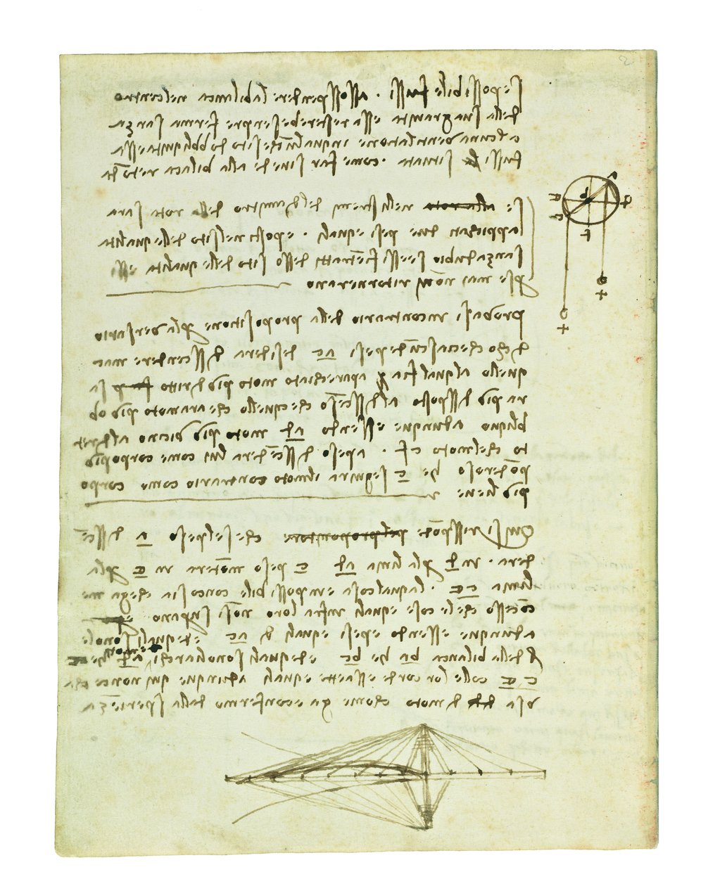 Codex om fåglarnas flygning, Folio 2 verso av Leonardo da Vinci