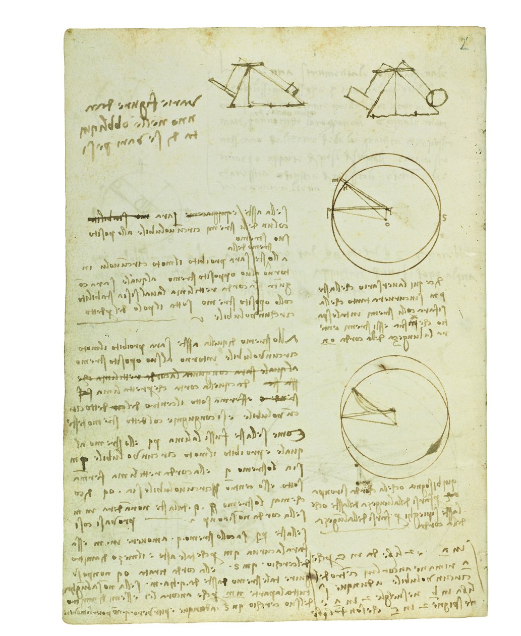 Codex om fåglarnas flygning, Folio 3 verso av Leonardo da Vinci