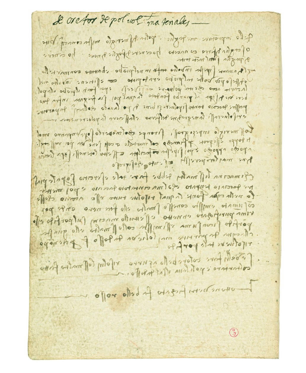 Kodex om fåglarnas flygning, blad II av Leonardo da Vinci