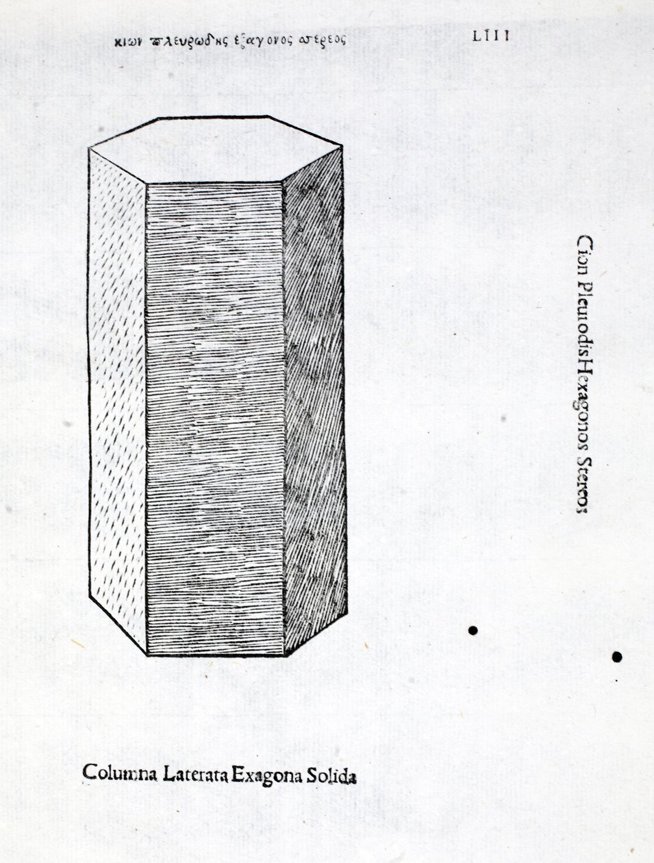 Columna laterata exagona solida, illustration från "Divina Proportione" av Luca Pacioli (ca 1445-1517), ursprungligen publicerad. Venedig, 1509 av Leonardo da Vinci