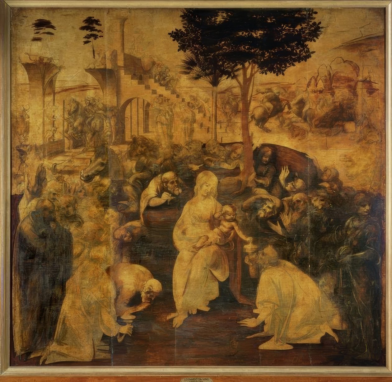 Tillbedjan av Magi av Leonardo da Vinci