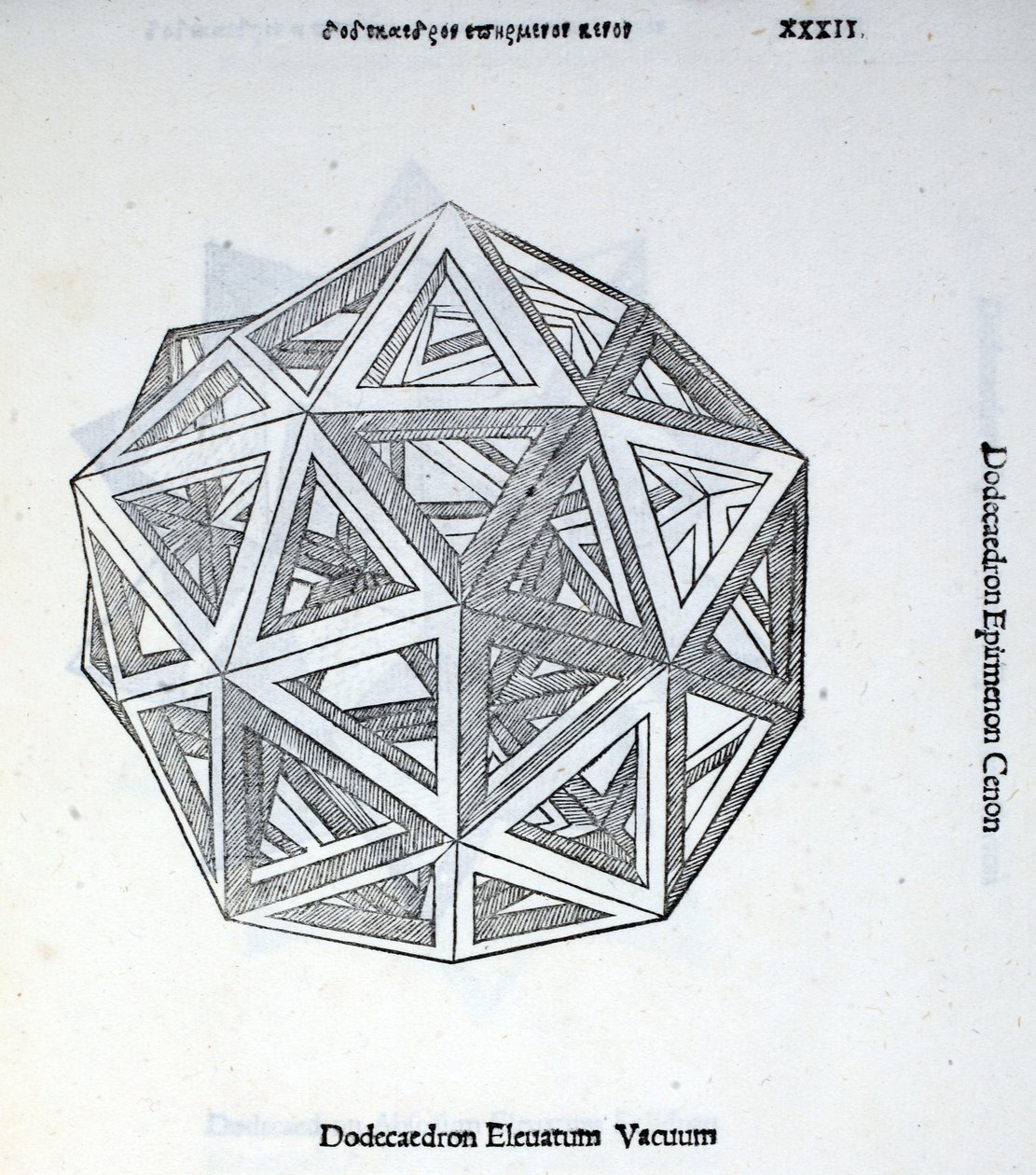 Dodecaedron elevatum vacuum, illustration från "Divina Proportione" av Luca Pacioli (ca 1445-1517), ursprungligen publicerad. Venedig, 1509 av Leonardo da Vinci