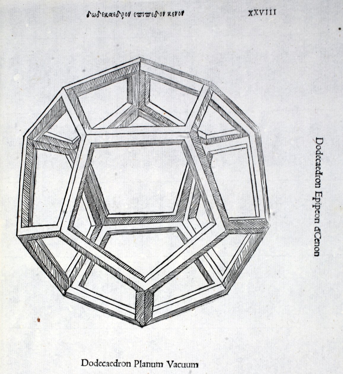 Dodecaedron planum vacuum, illustration från "Divina Proportione" av Luca Pacioli (ca 1445-1517), ursprungligen publicerad. Venedig, 1509 av Leonardo da Vinci