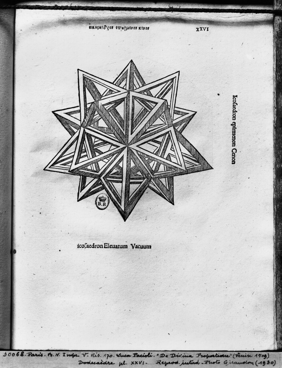Dodekaeder, från "De Divina Proportione" av Luca Pacioli, publicerad 1509, Venedig. av Leonardo da Vinci