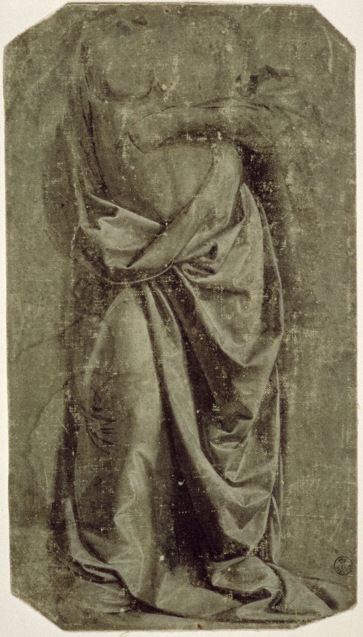 Draperiestudie för en stående figur sedd framifrån, ca 1478-80 (tempera och vitt på duk) av Leonardo da Vinci