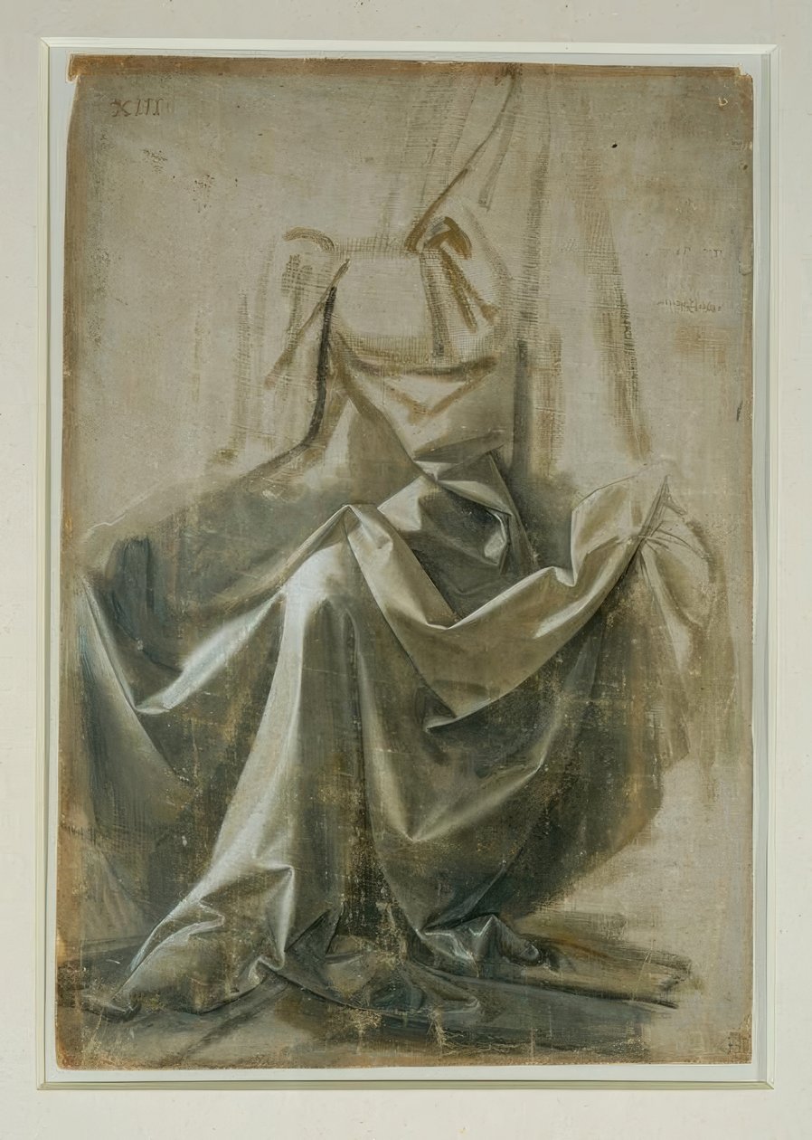 Studie av en sittande figurs mantel av Leonardo da Vinci