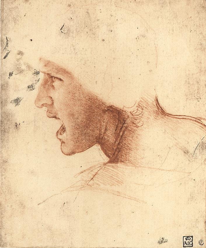 Huvudet på en krigare av Leonardo da Vinci