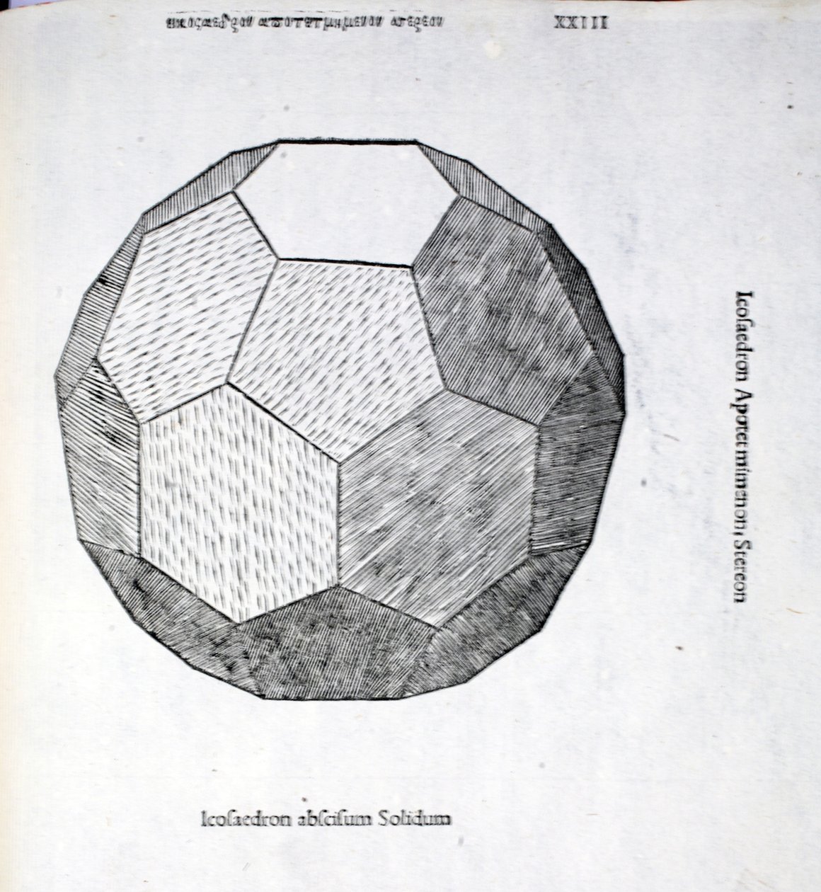 Icosaedron abscisum solidum, illustration från "Divina Proportione" av Luca Pacioli (ca 1445-1517), ursprungligen publicerad. Venedig, 1509 av Leonardo da Vinci