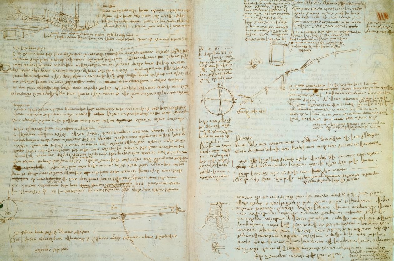 Leonardo da Vinci, sidor från Cod. Hammer av Leonardo da Vinci
