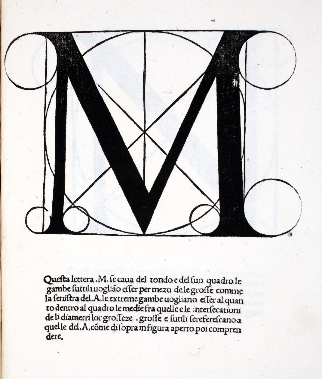 M, illustration från "Divina Proportione" av Luca Pacioli (c.1445-1517), ursprungligen pub. Venedig, 1509 av Leonardo da Vinci