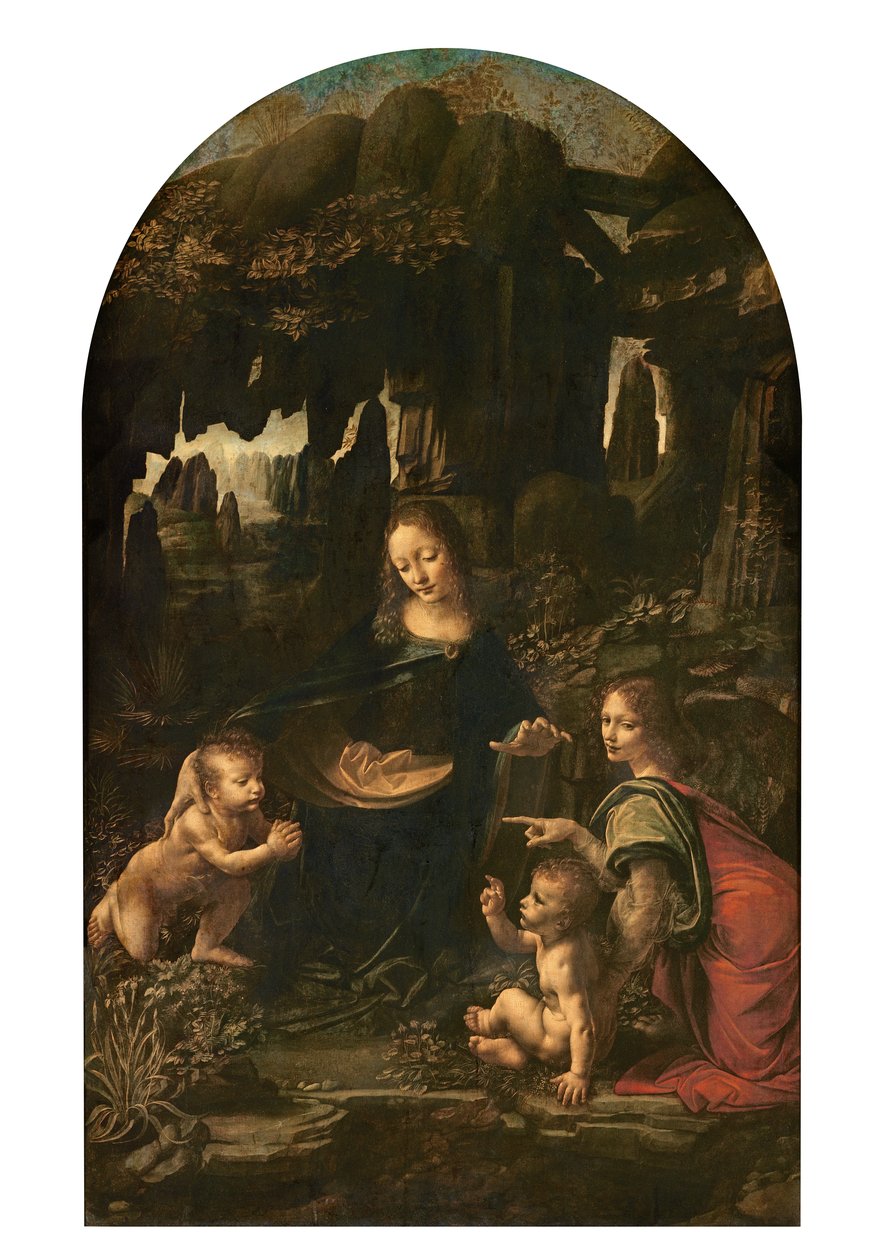 Madonna of the Rocks, c.1478 (olja på panel överförd till duk) (se även 2038) av Leonardo da Vinci