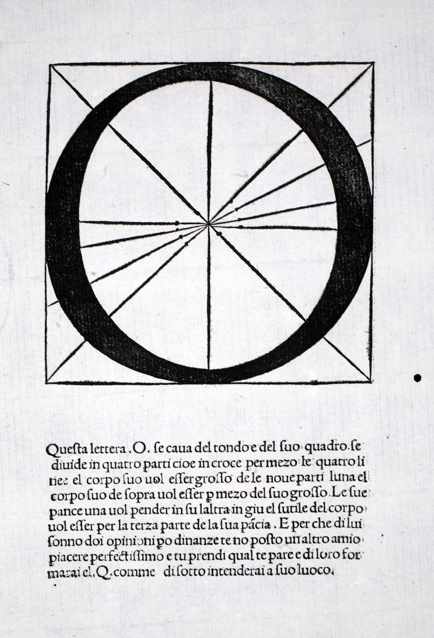 O, illustration från "Divina Proportione" av Luca Pacioli (ca 1445-1517), ursprungligen publicerad. Venedig, 1509 av Leonardo da Vinci