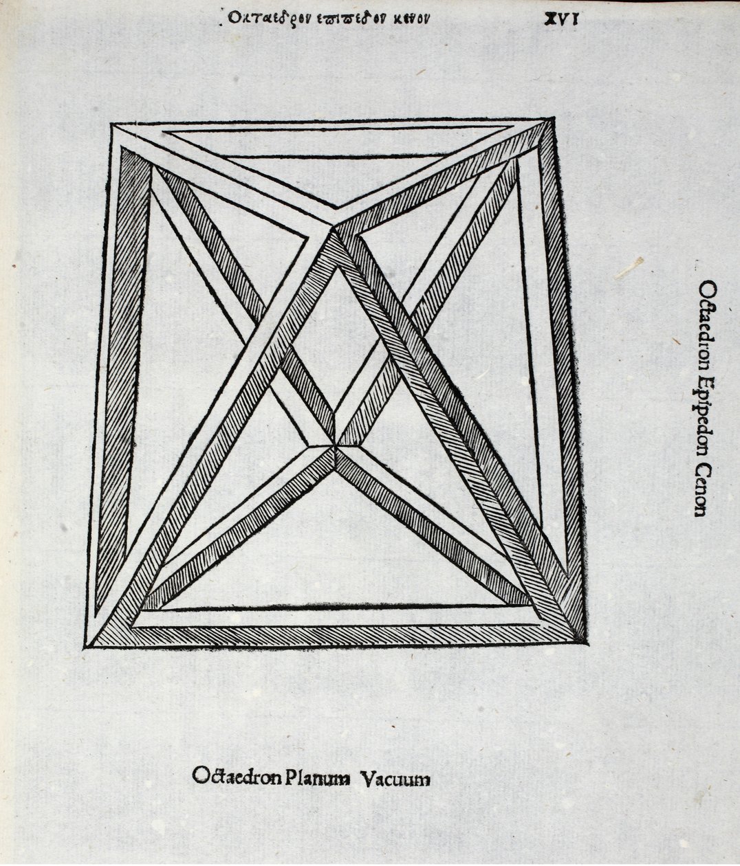 Octocedron plane vakuum, illustration från "Divine Proportion" av Luca Pacioli (c.1445-1517), ursprungligen pub. Venedig, 1509 av Leonardo da Vinci