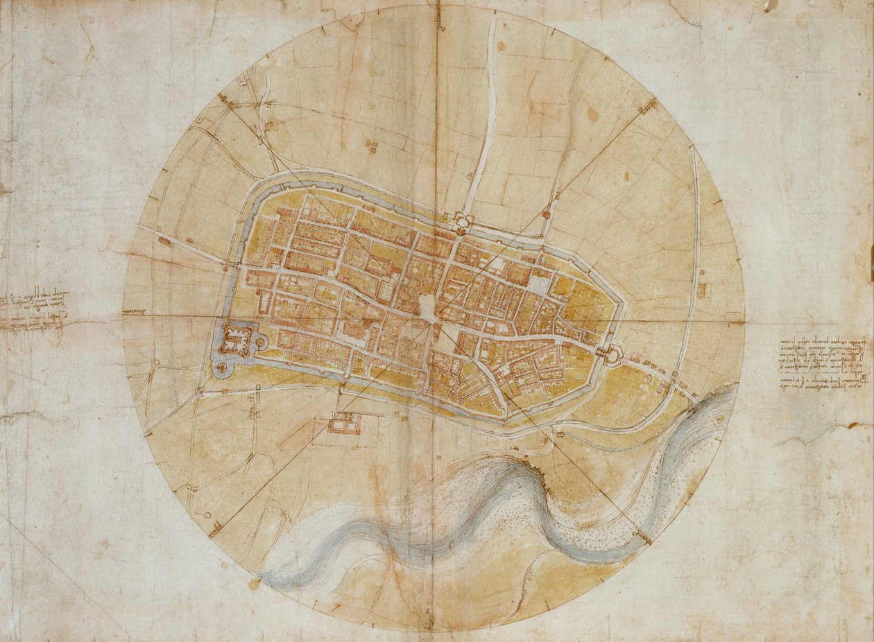 Plan of Imola av Leonardo da Vinci
