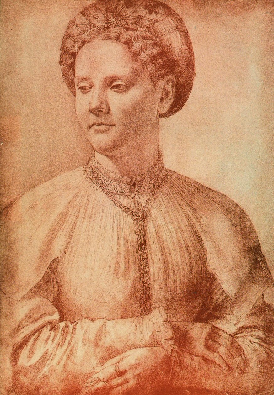 Porträtt av en adelsdam, teckning av Leonardo da Vinci. Cabinet of Drawings and Prints, Uffizi Gallery, Florens av Leonardo da Vinci