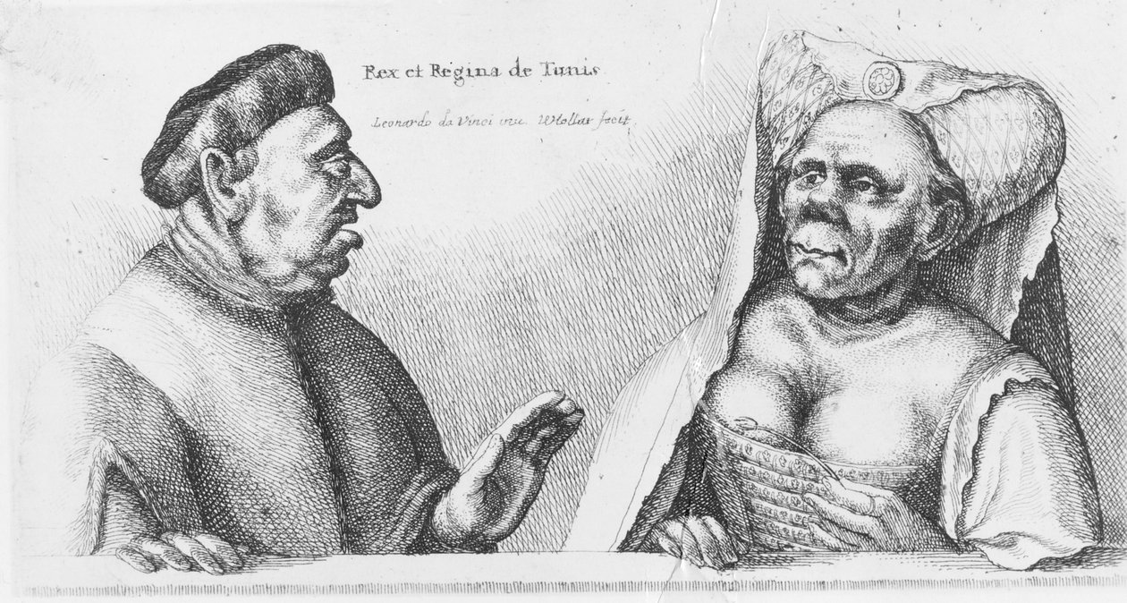 Rex och Regina av Tunis (krita på papper) av Leonardo da Vinci