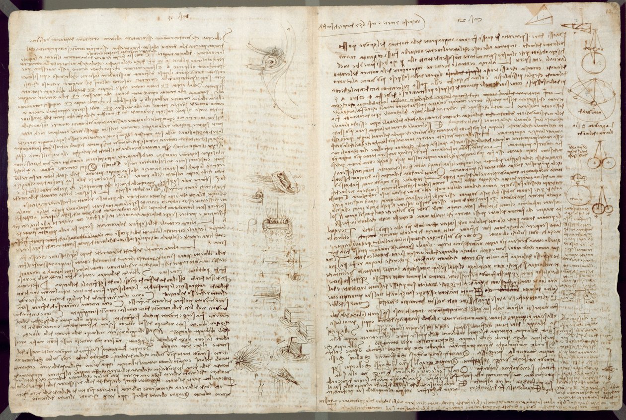 Vetenskapliga diagram, från Codex Leicester, 1508-12 (sepia bläck på linnepapper) av Leonardo da Vinci