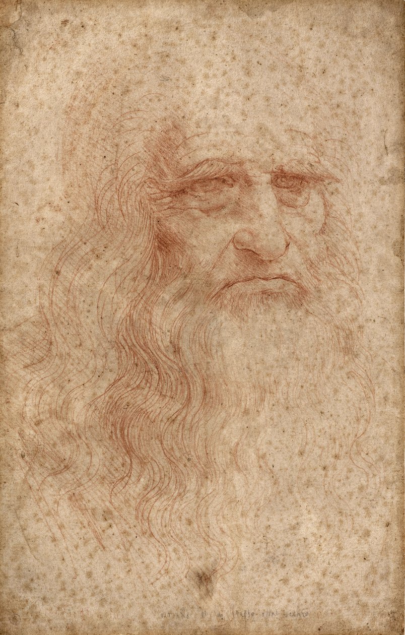 Selvportræt, ca. 1515-16 (blod på hvidt papir) swed av Leonardo da Vinci