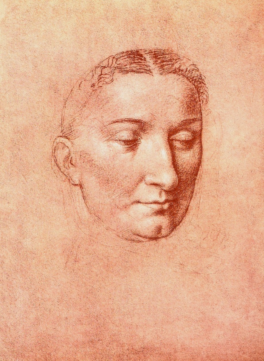 Studie för huvudet av ett helgon, teckning av Leonardo da Vinci. Gallerie dell