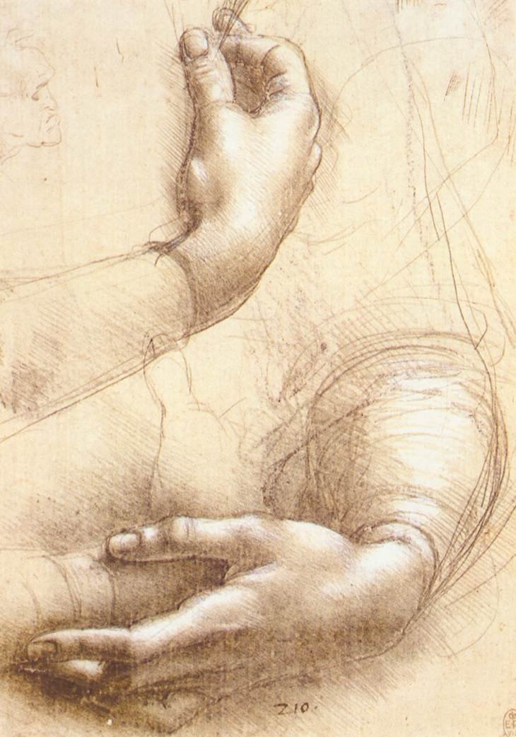 Study of hands av Leonardo da Vinci