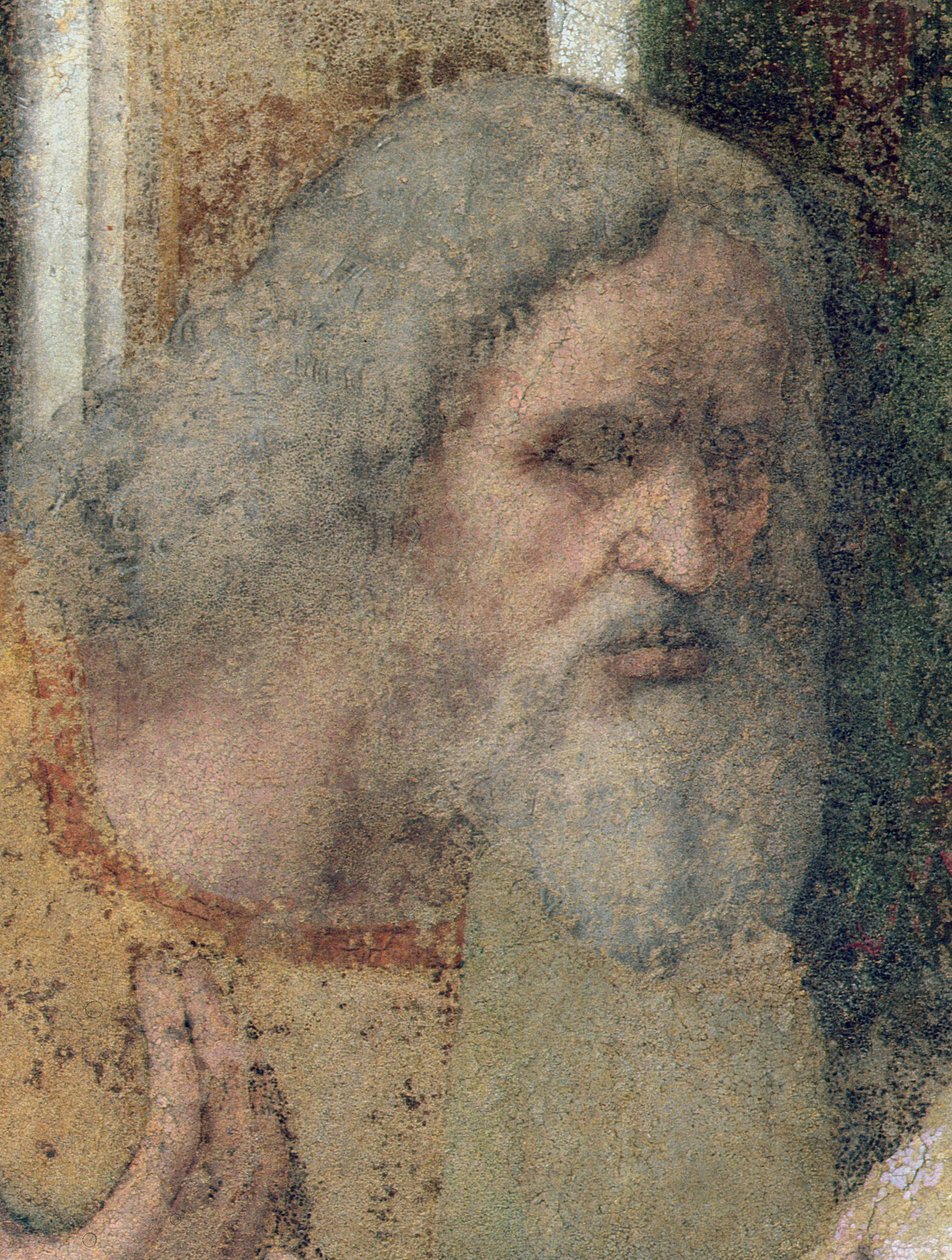 Den sista måltiden, 1495-97 (efter restaurering) (detalj av 161739) av Leonardo da Vinci