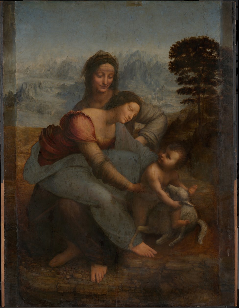 Jungfrun och barnet med S: t Anne av Leonardo da Vinci