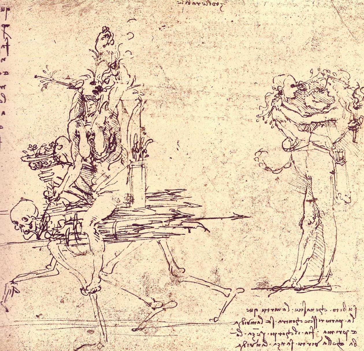 illustration av dygd och avund av Leonardo da Vinci