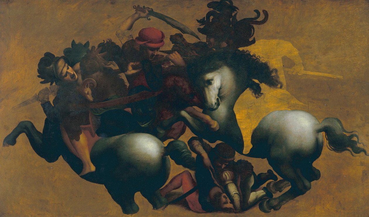 Slaget vid Anghiari, ca 1560 av Leonardo da after Vinci