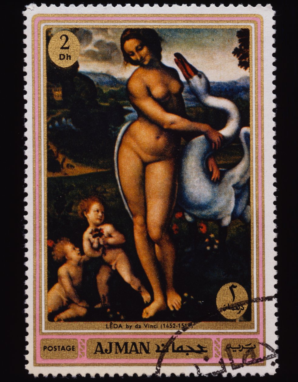Frimärke Serien med berömda målningar (nakenbilder). av Leonardo da (after) Vinci