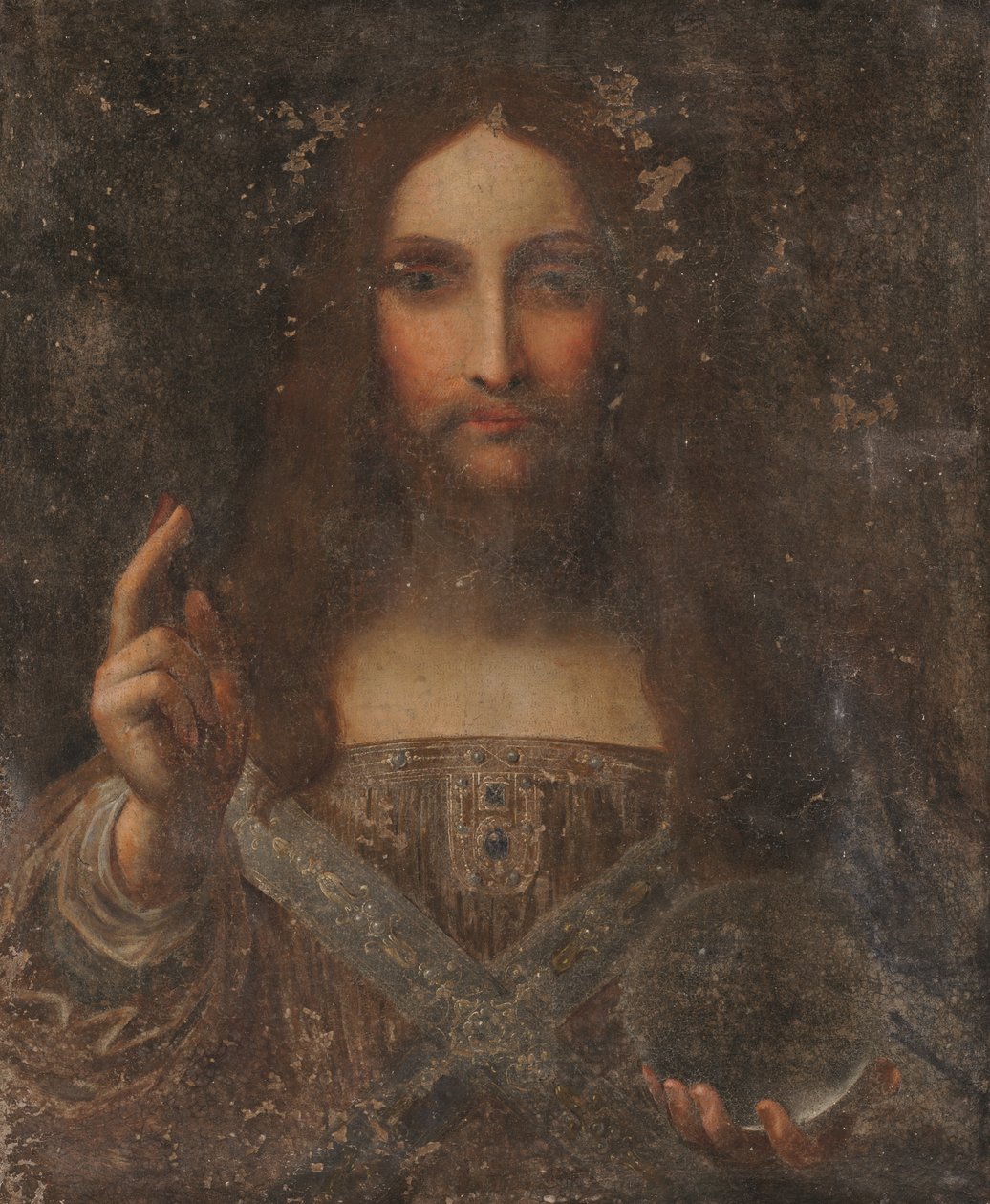 Salvator Mundi (olja på duk) av Leonardo da (after) Vinci