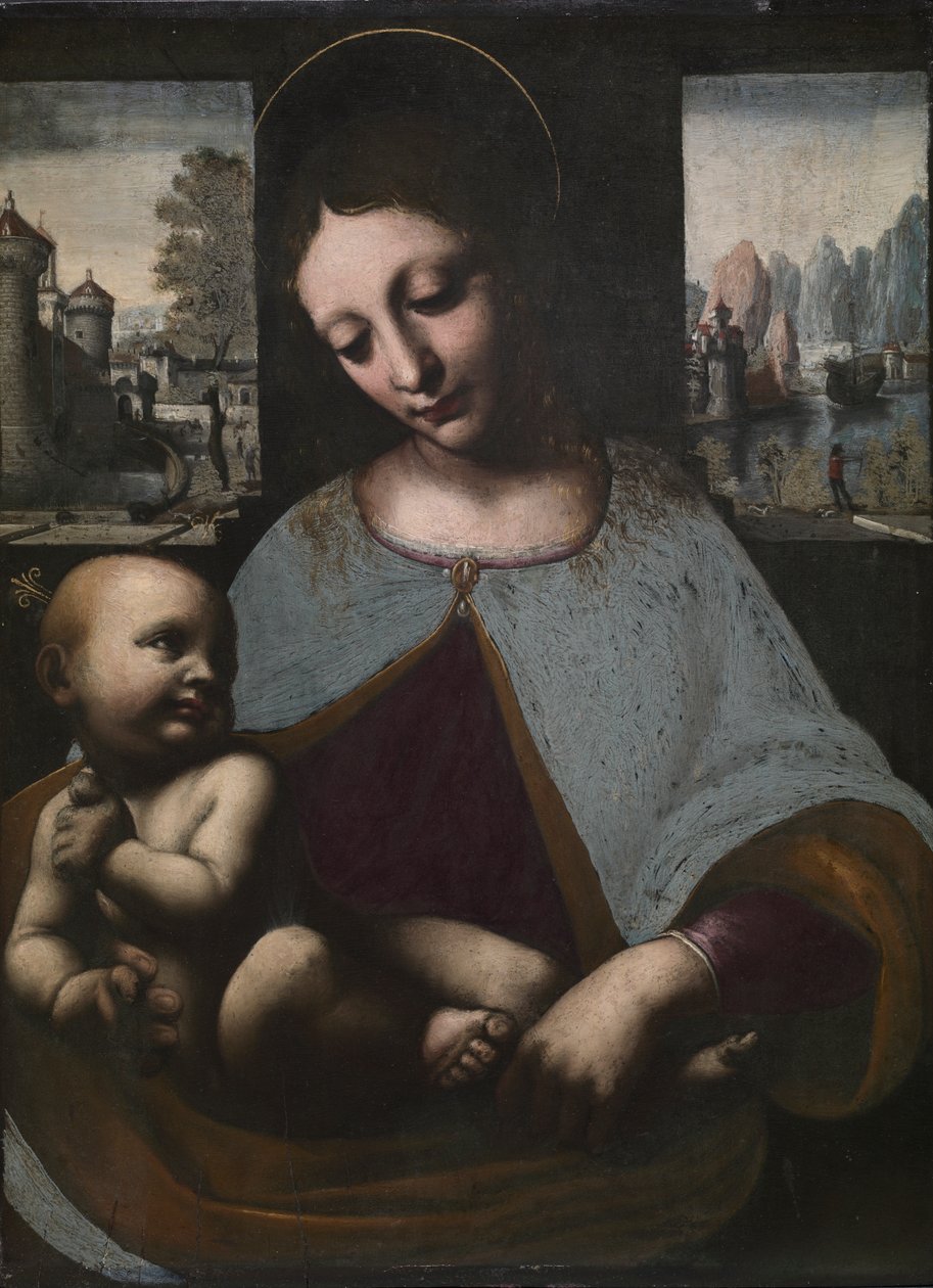 Jungfru och barn, ca. 1500 (olja på trä) av Leonardo da (circle of) Vinci