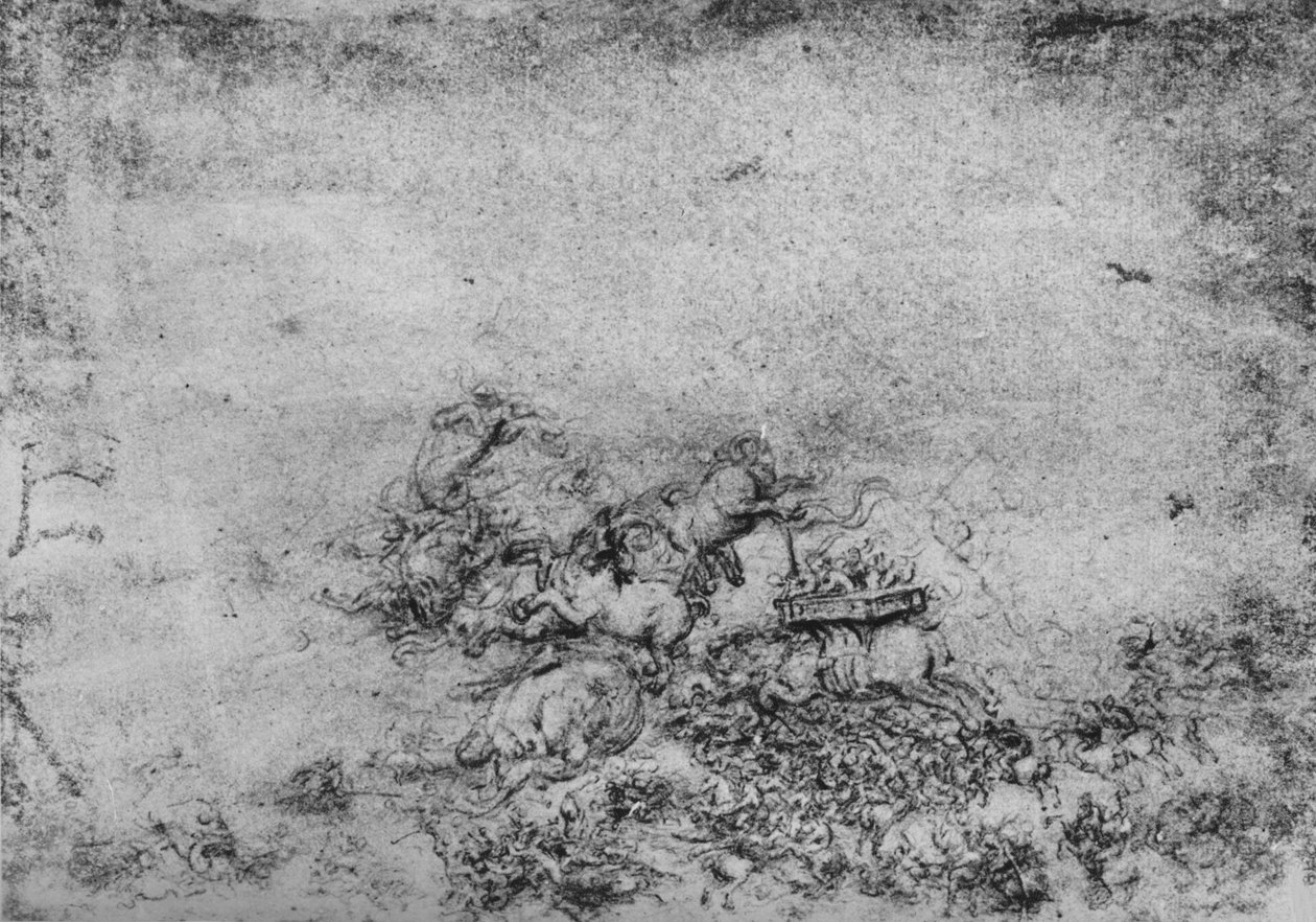 En fantastisk strid, c1480 1945 av Leonardo da Vinci