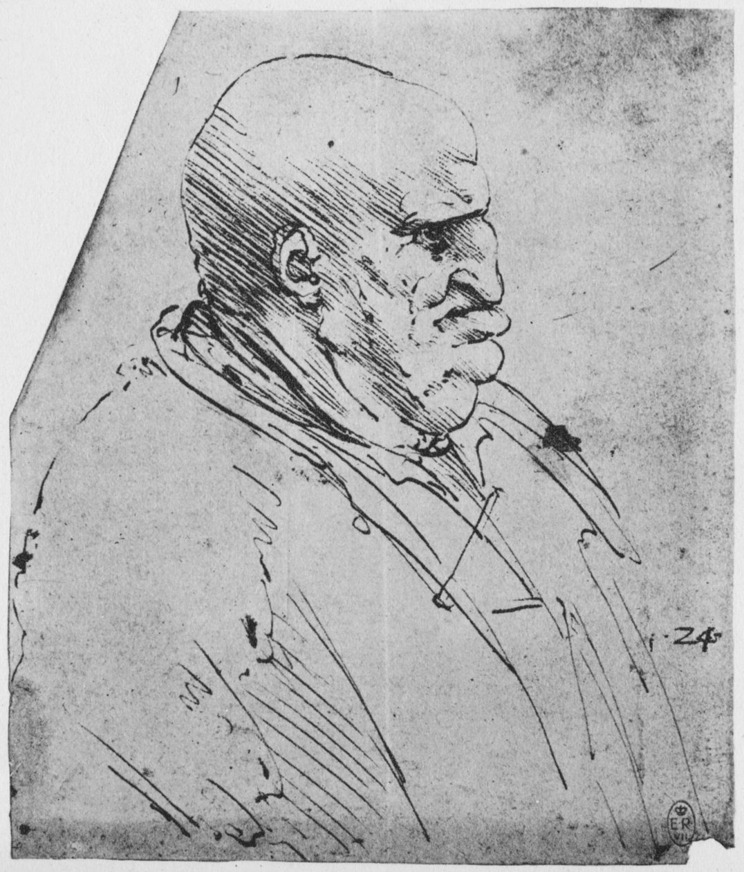 En grotesk profil av en man till höger, c1480 1945 av Leonardo da Vinci