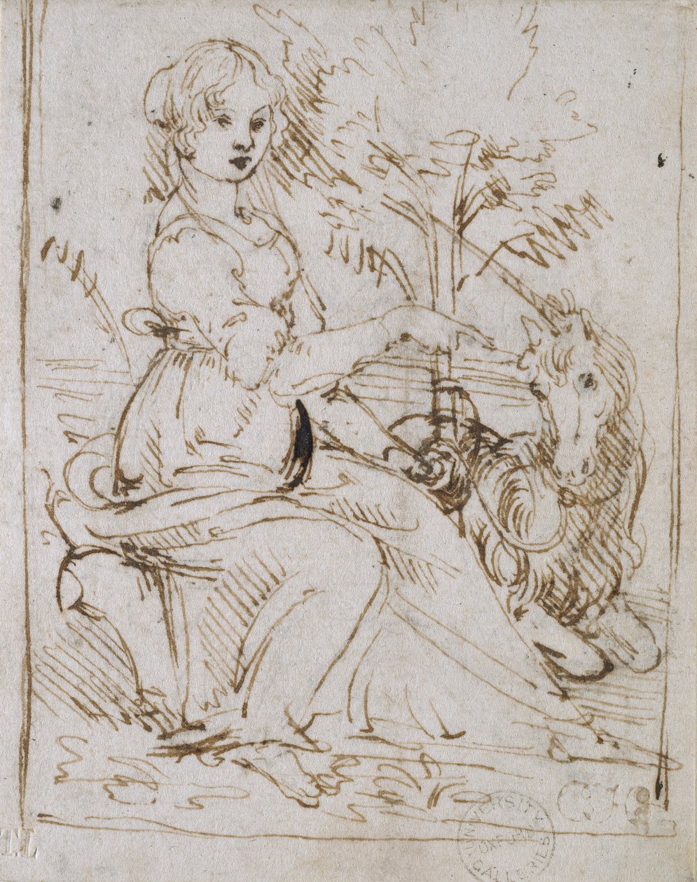 En jungfru med en enhörning, sent 1470-tal av Leonardo da Vinci