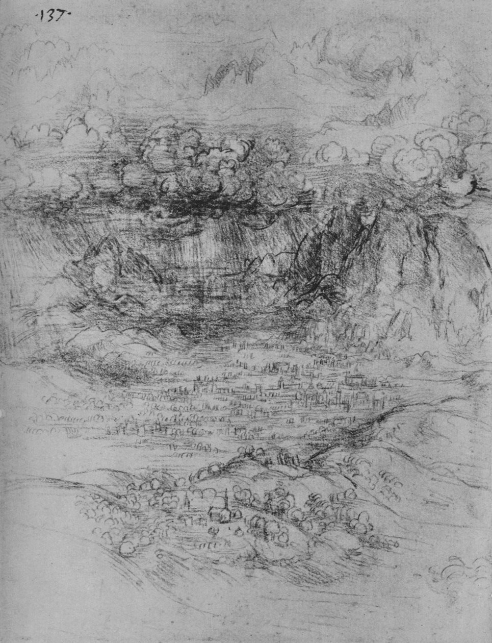En storm över en alpdal, c1480 1945 av Leonardo da Vinci