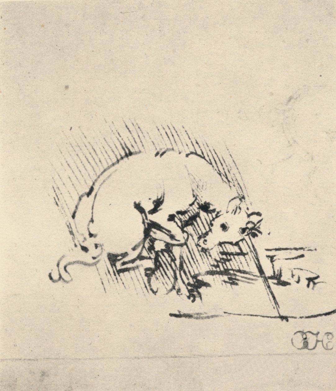 En enhörning som doppar sitt horn i vattnet, c1480 1945 av Leonardo da Vinci